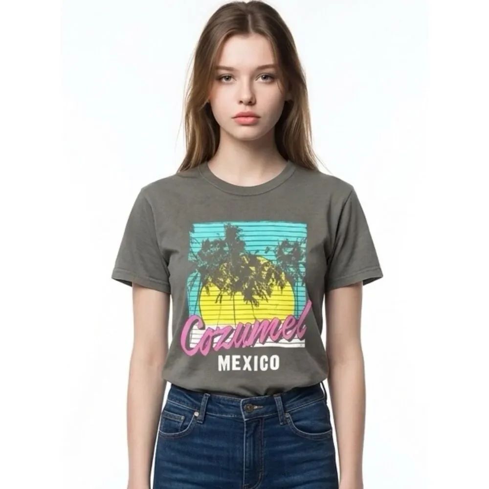COZUMEL MEXICO Graphic Tee Gray with Colorful Design Unisex Size Medium